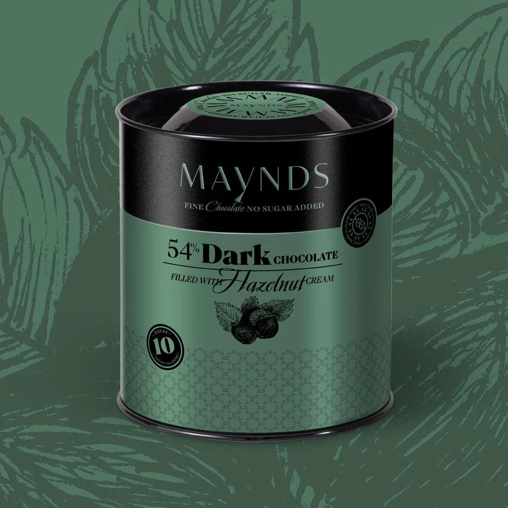 54% Dark chocolate filled with hazelnut cream.
